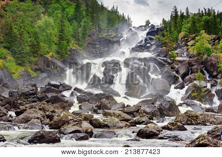 Waterfall Uchar. Altai Republic. Russia