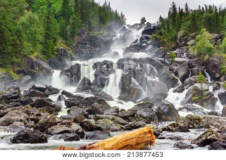 Waterfall Uchar. Altai Republic. Russia
