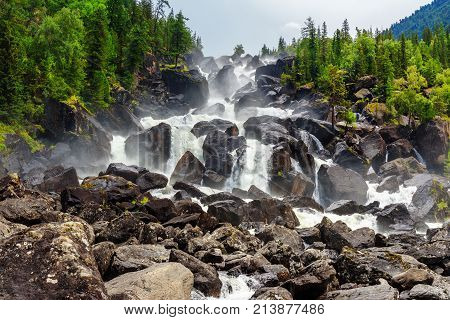 Waterfall Uchar. Altai Republic. Russia