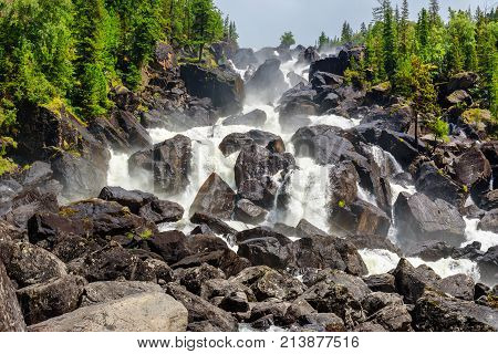 Waterfall Uchar. Altai Republic. Russia
