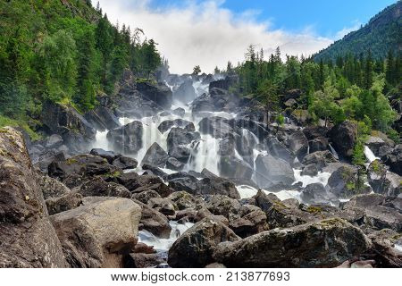 Waterfall Uchar. Altai Republic. Russia