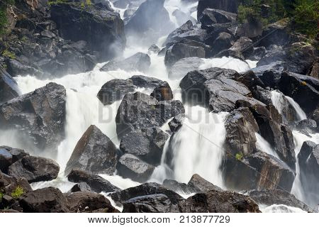 Waterfall Uchar. Altai Republic. Russia