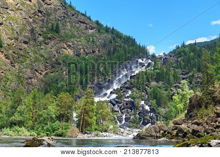 Waterfall Uchar. Altai Republic. Russia