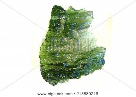 Green Moldavite Mineral From Czech Republic Isolated