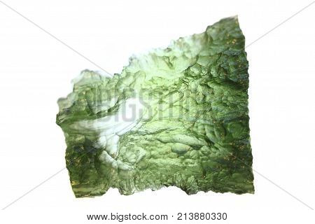 Green Moldavite Mineral From Czech Republic Isolated