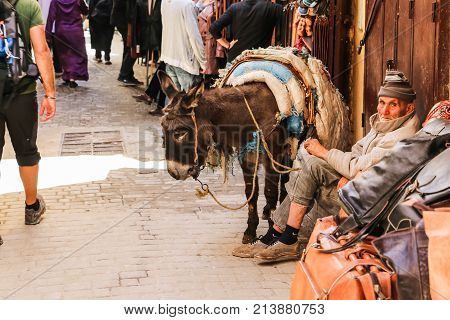 Pepole On The Street Of Rabat City In Morocco