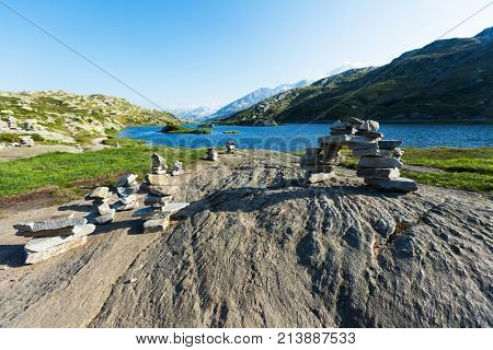 Alpine pass of San Bernardino in Switzerland