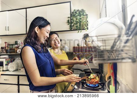 Mother Daughter Casual Adorable Heppiness Life Concept