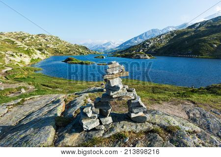 Alpine pass of San Bernardino in Switzerland
