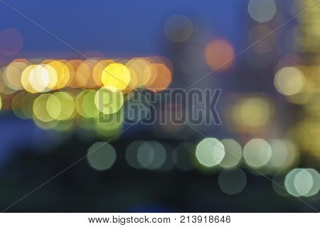 Defocused lights abstract colorful nonagon bokeh background