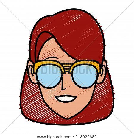 Woman Face With Sunglasses Cartoon