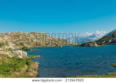Alpine pass of San Bernardino in Switzerland