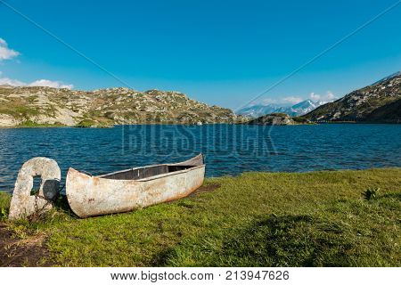 Alpine pass of San Bernardino in Switzerland