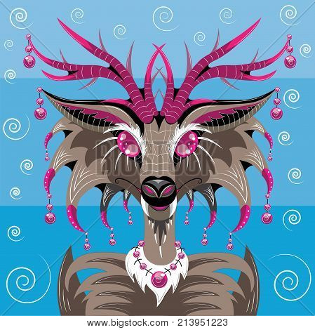 Fantastic animal deer similar to a polecat