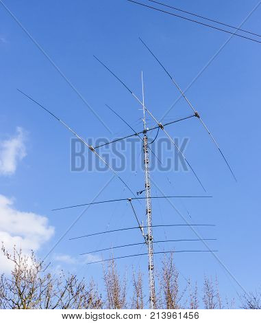 Three mobile phone communication tower transmission signal.
