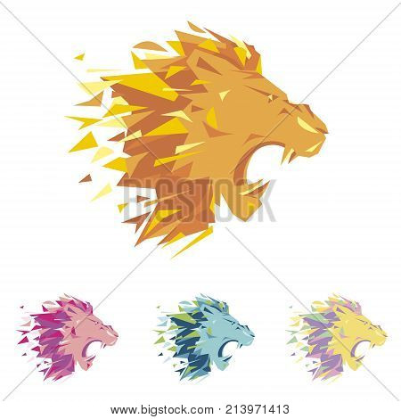 Head of lion is a logo template for the corporate identity of the company's business, sports club, brand of clothing or equipment. The tiger growls, opened its toothy mouth. Male serious logo.