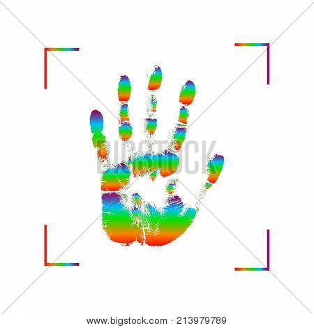 Print of hand of human cute skin texture patternvector grunge illustration. Scanning the fingers palm on white background