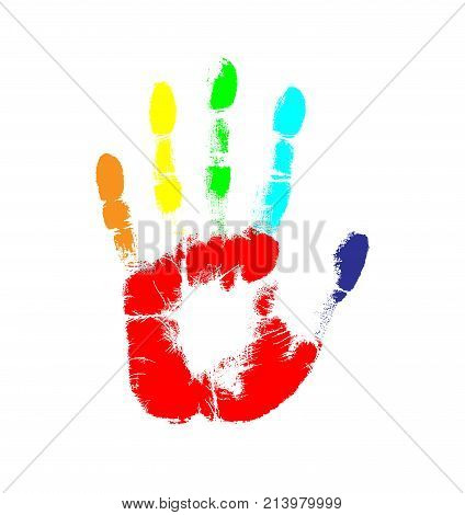 Print of hand of human cute skin texture patternvector grunge illustration. Scanning the fingers palm on white background