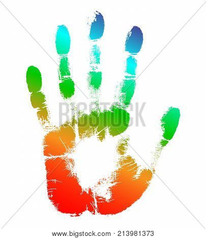 Print of hand of human cute skin texture patternvector grunge illustration. Scanning the fingers palm on white background