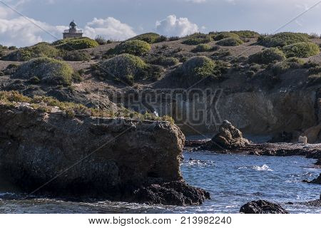 Lighthouse on the island of Tabarca Santa Pola Alicante Spain