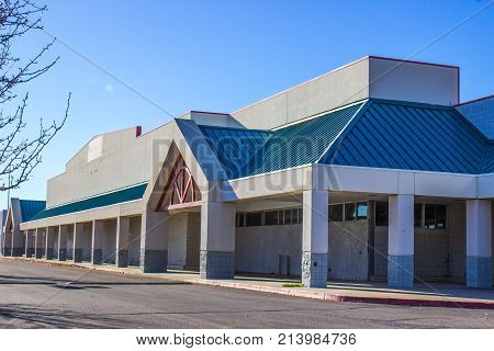 Abandoned Commercial Building With Business Failed From Recession