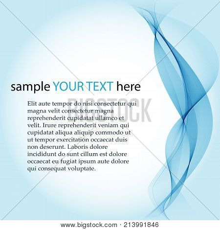 Abstract vector background, blue transparent waved lines for brochure, website, flyer design. Blue smoke wave.