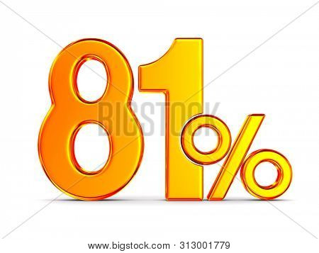 eighty one percent on white background. Isolated 3D illustration