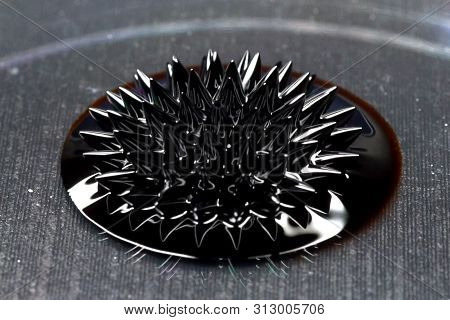 Beautiful Forms Of Ferromagnetic Fluid. Iron Dissolved In A Liquid Under The Influence Of A Magnetic