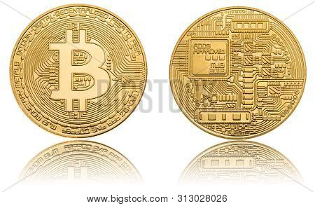 Cryptocurrency Coin - Bitcoin, Isolated On A White