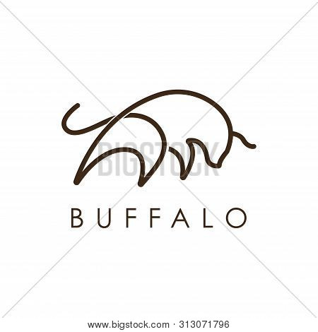Simple Elegant Monoline Buffalo Logo Design.