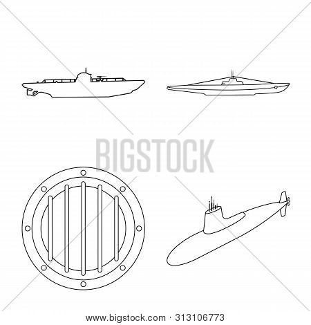 Isolated Object Of Boat And Navy Icon. Set Of Boat And Deep Stock Vector Illustration.