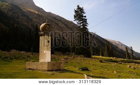 Bust Of Yuri Gagarin, First Russian Cosmonaut, At The Barskoon Canyon In Issyk-kul, Kyrgyzstan