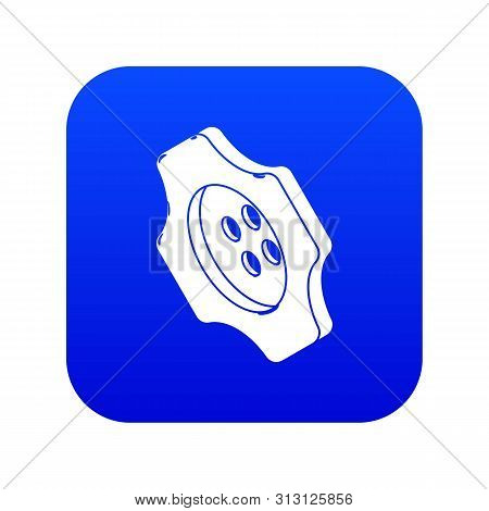 Cogwheel Clothes Button Icon Blue Isolated On White Background