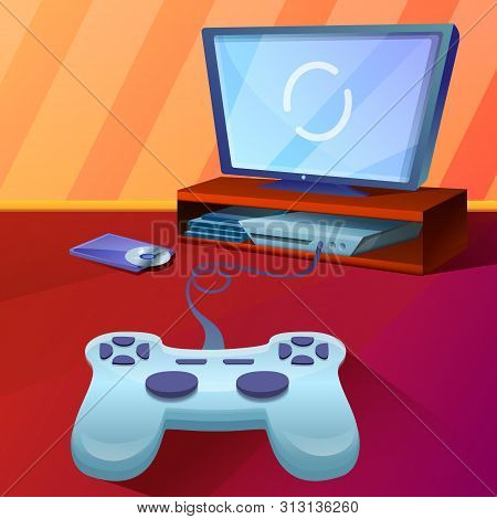 Console Concept Background. Cartoon Illustration Of Console Concept Background For Web Design