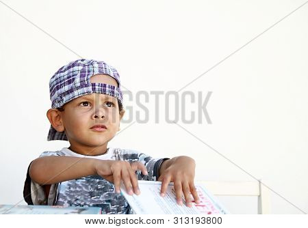 Little Boy With His School Books Back To School On White Background Stock Image And Stock Photo