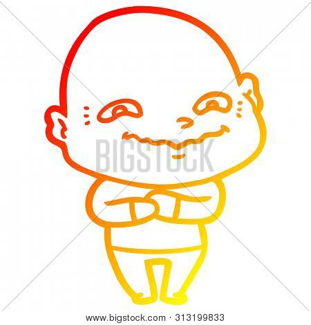 warm gradient line drawing of a cartoon creepy guy