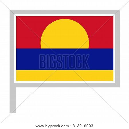 Palmyra Atoll Flag On Flagpole Icon, Vector Illustration.