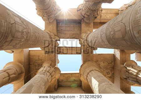 Column In Kom Ombo Temple, Aswan, Egypt