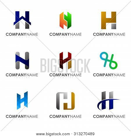 Set Of Modern Alphabet Logo Design Letter H.
