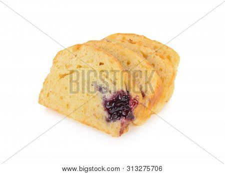Cliced Butter Blueberry Cake On White Background