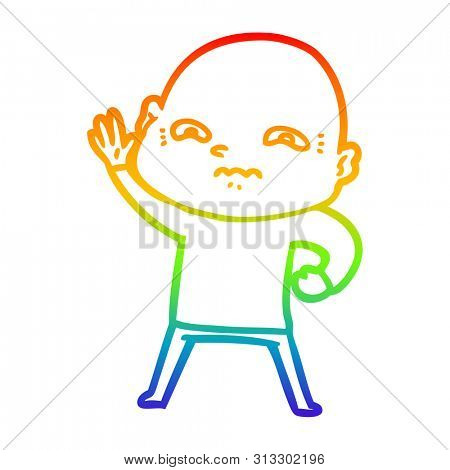 rainbow gradient line drawing of a cartoon creepy guy