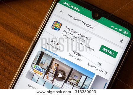 Ivanovsk, Russia - June 26, 2019: The Sims Freeplay App On The Display Of Smartphone Or Tablet.