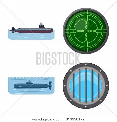 Vector Design Of Boat And Navy Icon. Collection Of Boat And Deep Vector Icon For Stock.