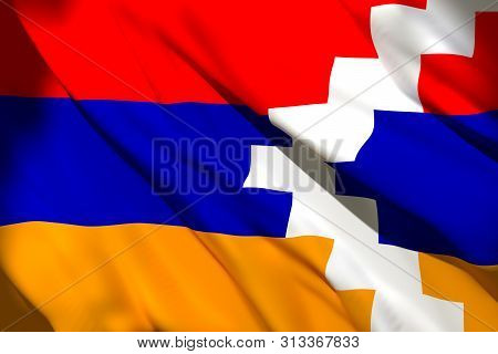 3d Rendering Of A Nagorno-karabakh Flag Waving