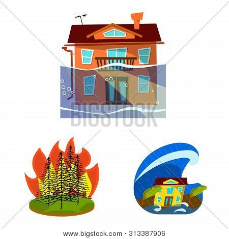 Vector Design Of Cataclysm And Disaster Symbol. Set Of Cataclysm And Apocalypse Stock Symbol For Web