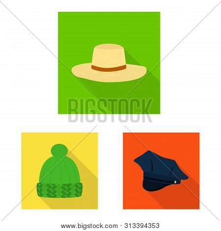 Vector Illustration Of Fashion And Profession Icon. Set Of Fashion And Cap Vector Icon For Stock.