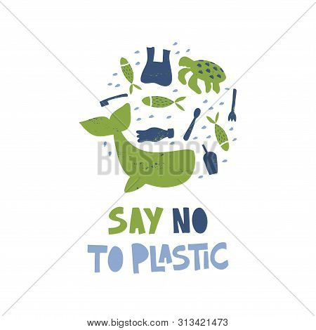 Say No Plastic Word Vector Photo Free Trial Bigstock