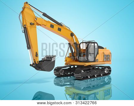 Construction Equipment One Bucket Excavator With Hydraulic Mechpatoy On Metal Driven Tracked 3d Rend