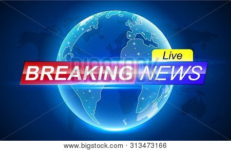 Breaking News Banner Header. Breaking News Banner Background With World Map Ellipsis