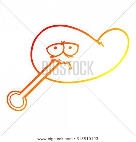 warm gradient line drawing of a cartoon ill gall bladder